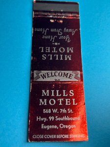 Vintage Matchbook Cover Mills Motel Eugene, Oregon MB158