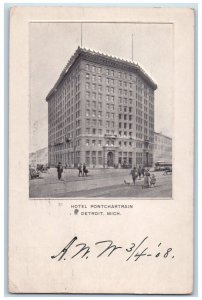 1903 Hotel Pontchartrain Detroit Michigan MI Embossed Airbrushed Postcard 