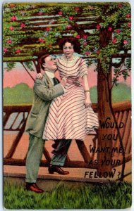 Postcard - Would You Want Me As Your Fellow? with Lovers Picture