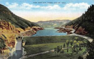 OGDEN CANYON, UT Utah   PINE VIEW DAM~Bird's Eye View  c1940's Linen Postcard