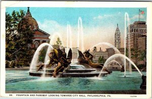 Postcard FOUNTAIN SCENE Philadelphia Pennsylvania PA AO2453