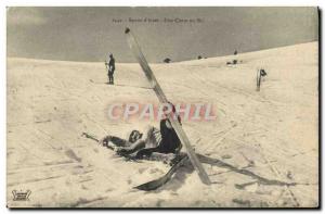 Old Postcard of Sports & # 39hiver Ski A ski fall