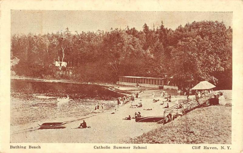 Cliff Haven New York Catholic Summer School Bathing Beach Postcard K90142