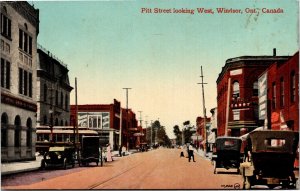 Postcard ON Windsor Pitt Street Looking West Candy & Ice Cream Parlour 1915 S98