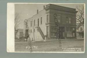 Marshall WISCONSIN RPPC 1911 GENERAL STORE nr Madison Columbus Lake Mills