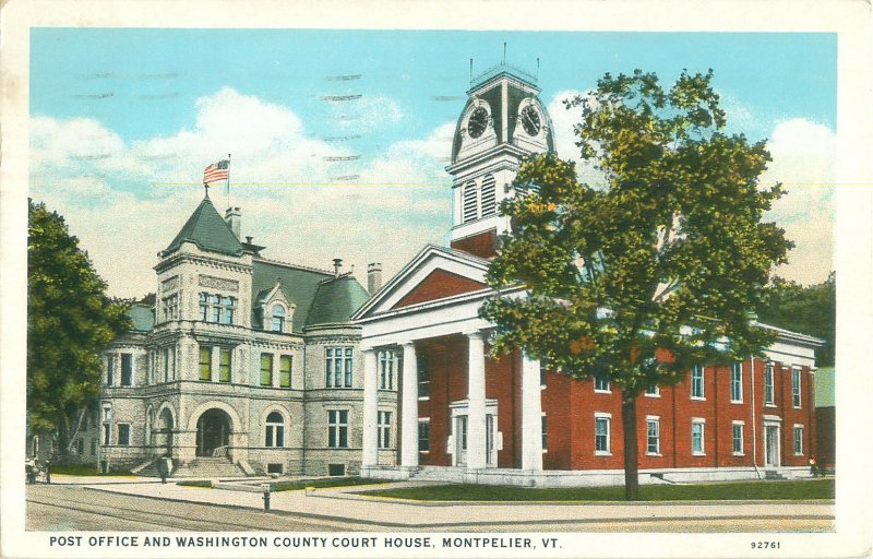 Montpelier Vermont Post Office & Courthouse White Postmarked 1928