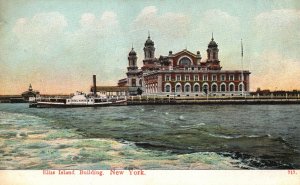 Vintage Postcard 1910's Ellis Island New Immigration Building New York County NY