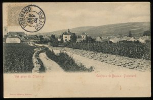 View of Pommard from tramway. Vintage postcard, 1904 Pommard, France postmark