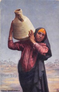 Arab Woman Water Carrier Egypt 1910c Tuck postcard