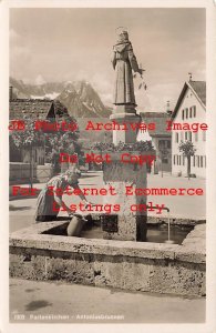 Germany, Garmisch-Partenkirchen, RPPC, Woman Gathering Water