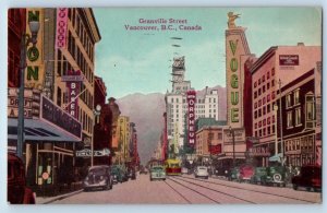 Vancouver BC Canada Postcard Granville Street Vogue New Orpheum Baker Cars 1949