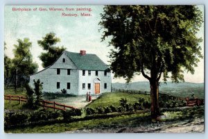 c1910 Birthplace Of General Warren From Painting Roxbury Massachusetts Postcard