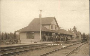 Jackman Station ME RR Train Depot c1910 Real Photo Postcard