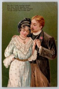 Romance Lovers Beautiful Woman Handsome Man PFB Ser 6748 Brilliant Postcard B24