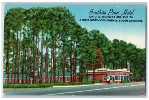 Florence South Carolina SC Postcard Southern Pines Motel Highway c1940 Vintage