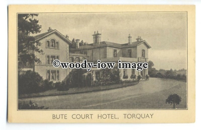 tq0541 - Devon - Early View of Bute Court Hotel Advert Card Torquay - Postcard