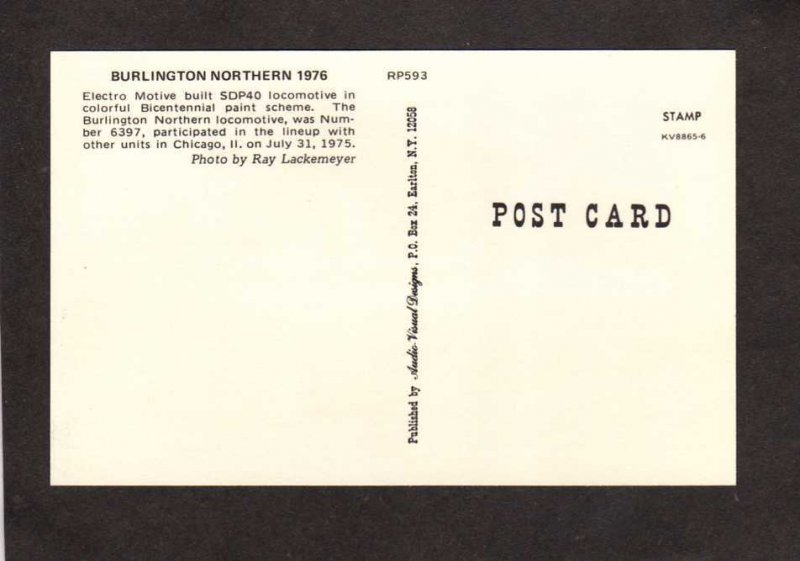 IL Burlington Northern Railroad Train Chicago Illinois Postcard