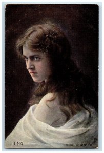 c1910's Pretty Girl Lena Studio Portrait Oilette Tuck's Posted Antique Postcard