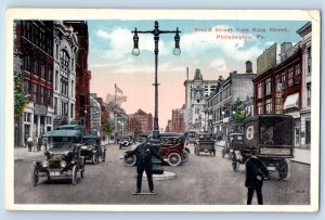 Philadelphia Pennsylvania Postcard Broad Street Race Street 1920 Vintage Antique