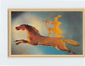 Postcard Greeting Card with Horse American Indian Woodwork Art Print