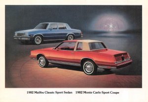 Chevrolet Automobile Advertising  1982 MALIBU & MONTE CARLO SPORT CARS  Postcard