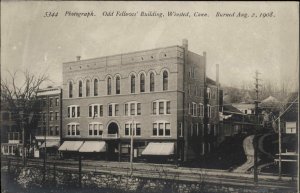 Winsted CT Odd Fellows Bldg Burned 1908 c1910 Real Photo Postcard