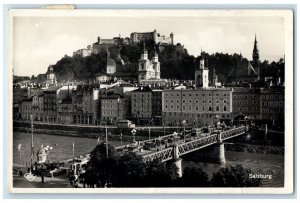 c1930's Salzburg Allstadt Salzach State Bridge Austria RPPC Photo Postcard