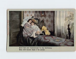 Postcard Birthday Greeting Card with Quote and Boy Girl Birthday Picture