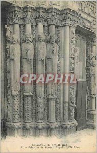 Old Postcard Cathedral of Chartres Pilasters the Royal Portal