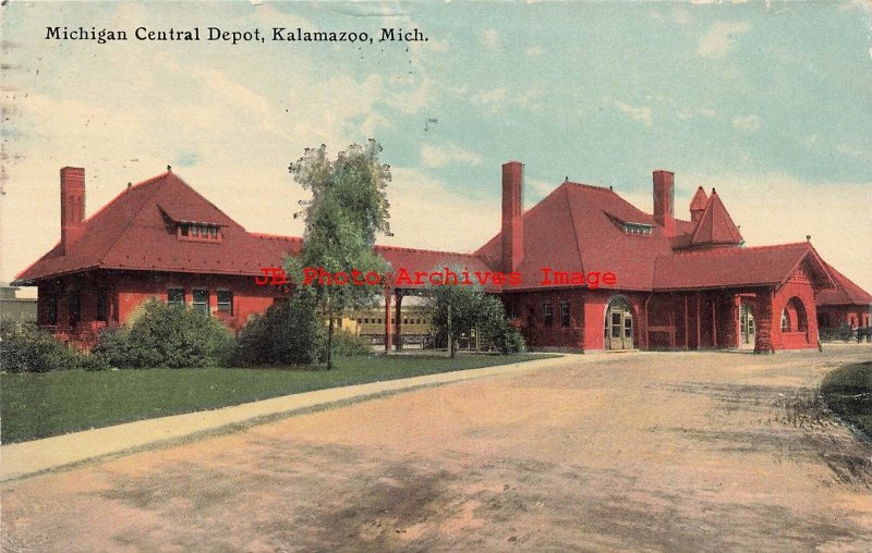 MI, Kalamazoo, Michigan, Central Railroad Station, 1912 PM, Curteich No A14698