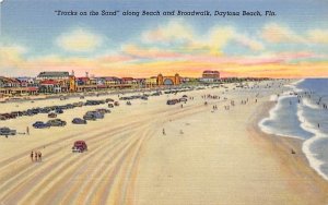 Tracks on the Sand along Beach and Broadwalk Daytona Beach, Florida