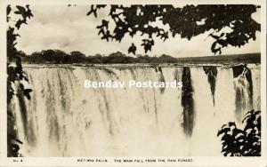 rhodesia, VICTORIA FALLS, The Main Fall from the Rain Forest (1942) RPPC