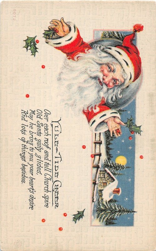 F77/ Santa Claus Merry Christmas Holiday Postcard c1910 Yule Tide Cabin 15