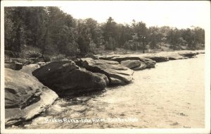 Bad Axe MI Broken Rocks Lake Huron Real Photo Vintage Postcard