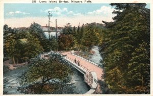 Vintage Postcard 1920's Luna Island Bridge Architectural Niagara Falls New York