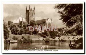 Worcester Cathedral Old Postcard From River Severn