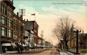 Street View King Street East, Hamilton Canada Vintage Postcard O23