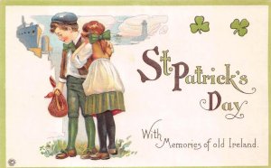 ST. PATRICK'S DAY CHILDREN EMBOSSED HOLIDAY SERIES 39 E POSTCARD (c.1910)