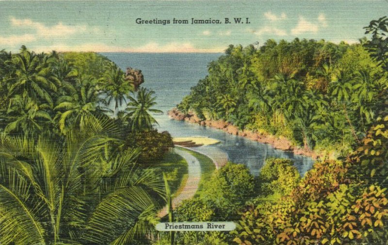 PC JAMAICA, PRIESTMANS RIVER, Vintage Postcard (b39994)