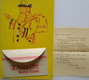 Santa Claus Christmas Postcard With Letter & Envelope Pouch TM Morrow Artist PNW
