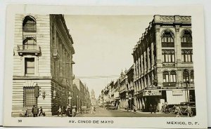 MEXICO AV. CINCO DE MAYO Street View Old Cars Postcard I9