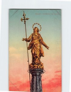 Postcard  Madonnina Statue of the Virgin Mary atop Milan Cathedral Italy