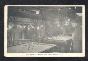 CAMP MERRITT NEW JERSEY POOL HALL BILLIARDS TABLE VINTAGE POSTCARD NJ