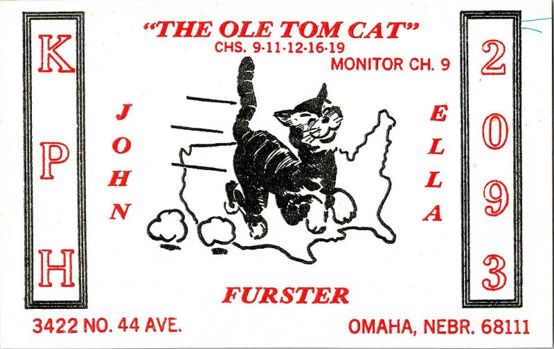 QSL Radio Card From Omaha Nebr. Nebraska KPH 2093
