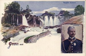 cameroon, Edéa Waterfall, German Governor Von Puttkamer (1900s) Litho Postcard