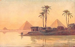 Pyramids and Village during Nile Flood Egypt, Egypte, Africa Unused 