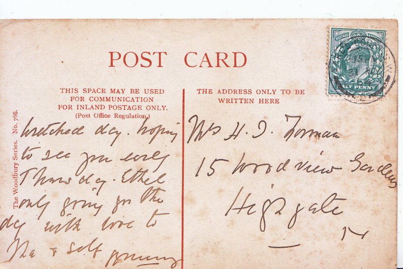 Genealogy Postcard - Family History - Norman - Highgate - London  256A
