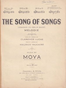 The Song Of Songs Moya Olde French Piano Sheet Music