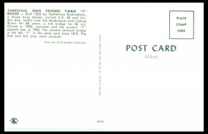 1940s Old Y Bridge Zanesville OH Postcard