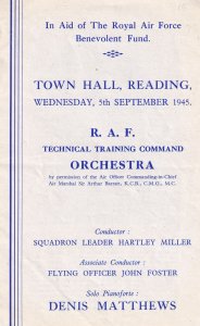 RAF Command 1945 WW2 Reading Berkshire Concert Theatre Programme